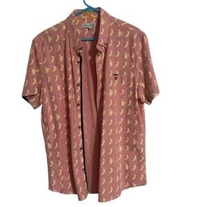 SOVREIGN CODE LA 1917 PINK MENS SHORT SLEEVE BUTTON DOWN SHIRT WITH BANANAS XL